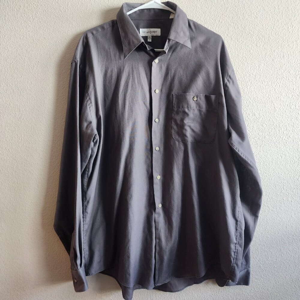 Yves Saint Laurent Shirt Mens Large Button Up Dress Wrinkle Resistant Pocket